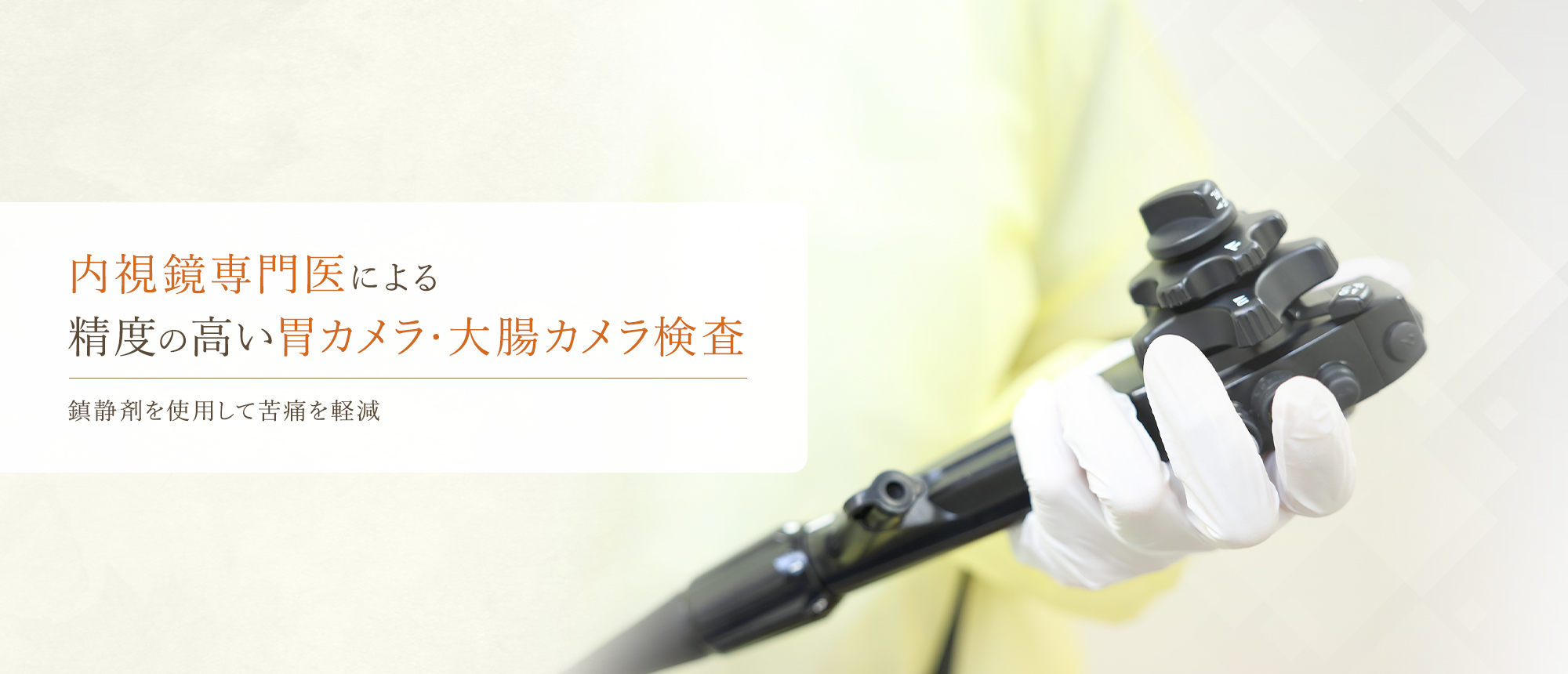 内視鏡専門医による精度の高い胃カメラ・大腸カメラ検査 鎮静剤を使用して苦痛を軽減